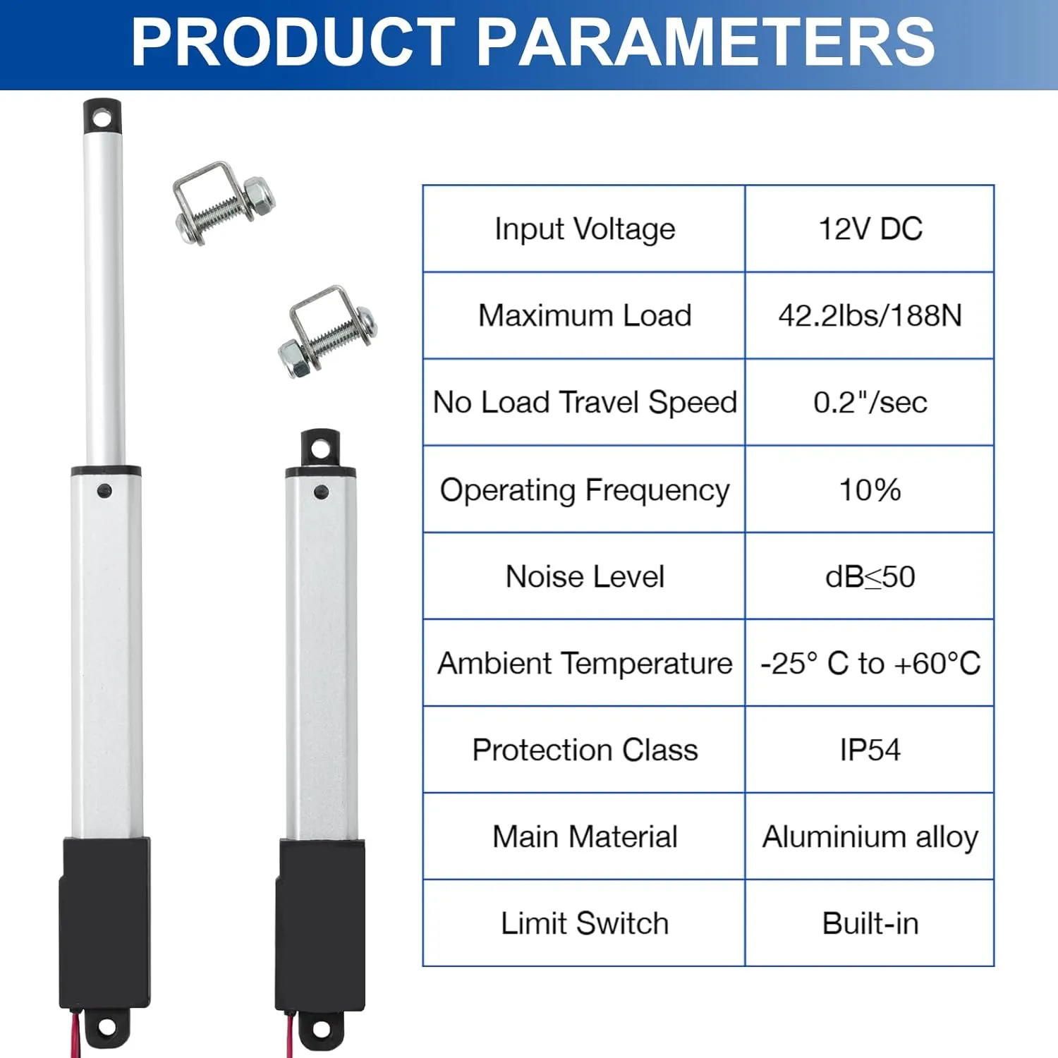 0.4 Inch 0.4" Stroke Mini Linear Actuator 12V 42.2lbs/188N Electric Micro Linear Actuator Speed 0.2"/sec with Mounting Brackets,for Robotics,Home Automation