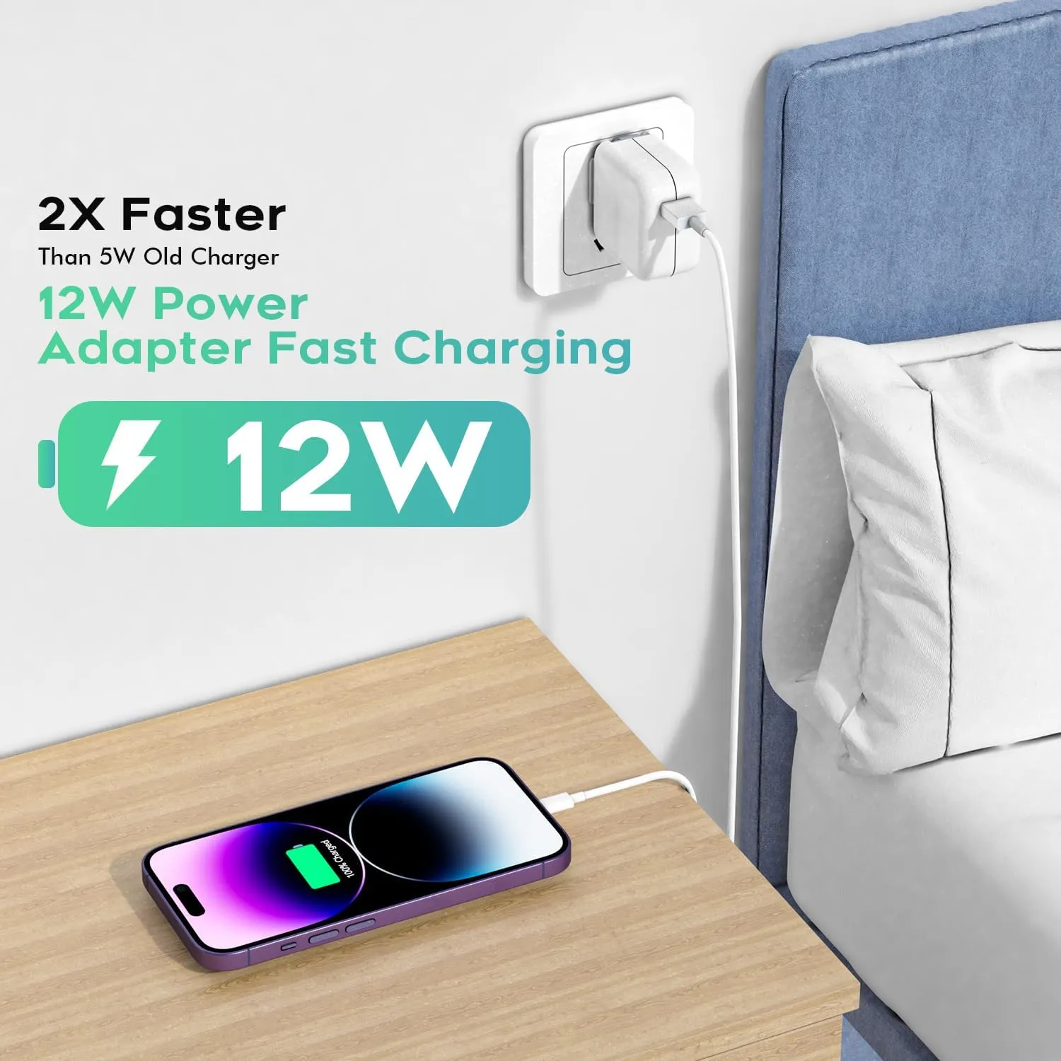 10 Feet Charger for iPad iPhone,2Pack Foldable Portable Travel Plug,Fast Charging Cube 12W Foldable Block with 2Pack 10FT Long USB to Lightning Cable,Fast Charging for iPhone, iPad/Mini/Air,AirPods