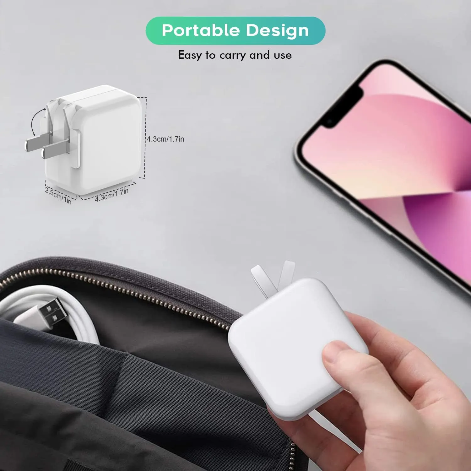 10 Feet Charger for iPad iPhone,2Pack Foldable Portable Travel Plug,Fast Charging Cube 12W Foldable Block with 2Pack 10FT Long USB to Lightning Cable,Fast Charging for iPhone, iPad/Mini/Air,AirPods