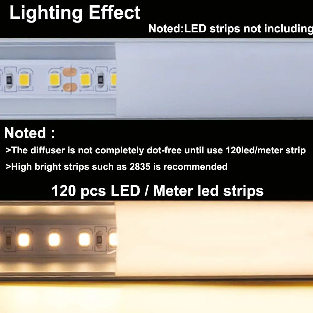10-Pack 6.6ft/ 2Meter V Shape LED Aluminum Channel System with Milky Cover, End Caps and Mounting Clips, Aluminum Profile for LED Strip Light Installations, Very Easy Installation
