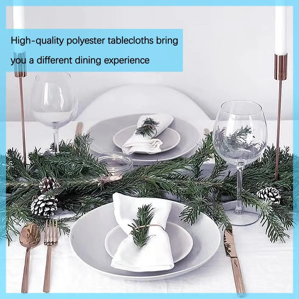 10 Pack White Tablecloth 90x156 Inch Rectangle Tablecloth Rectangular Polyester Table Cloth Stain and Wrinkle Resistant Washable Fabric Table Covers for Wedding Parties