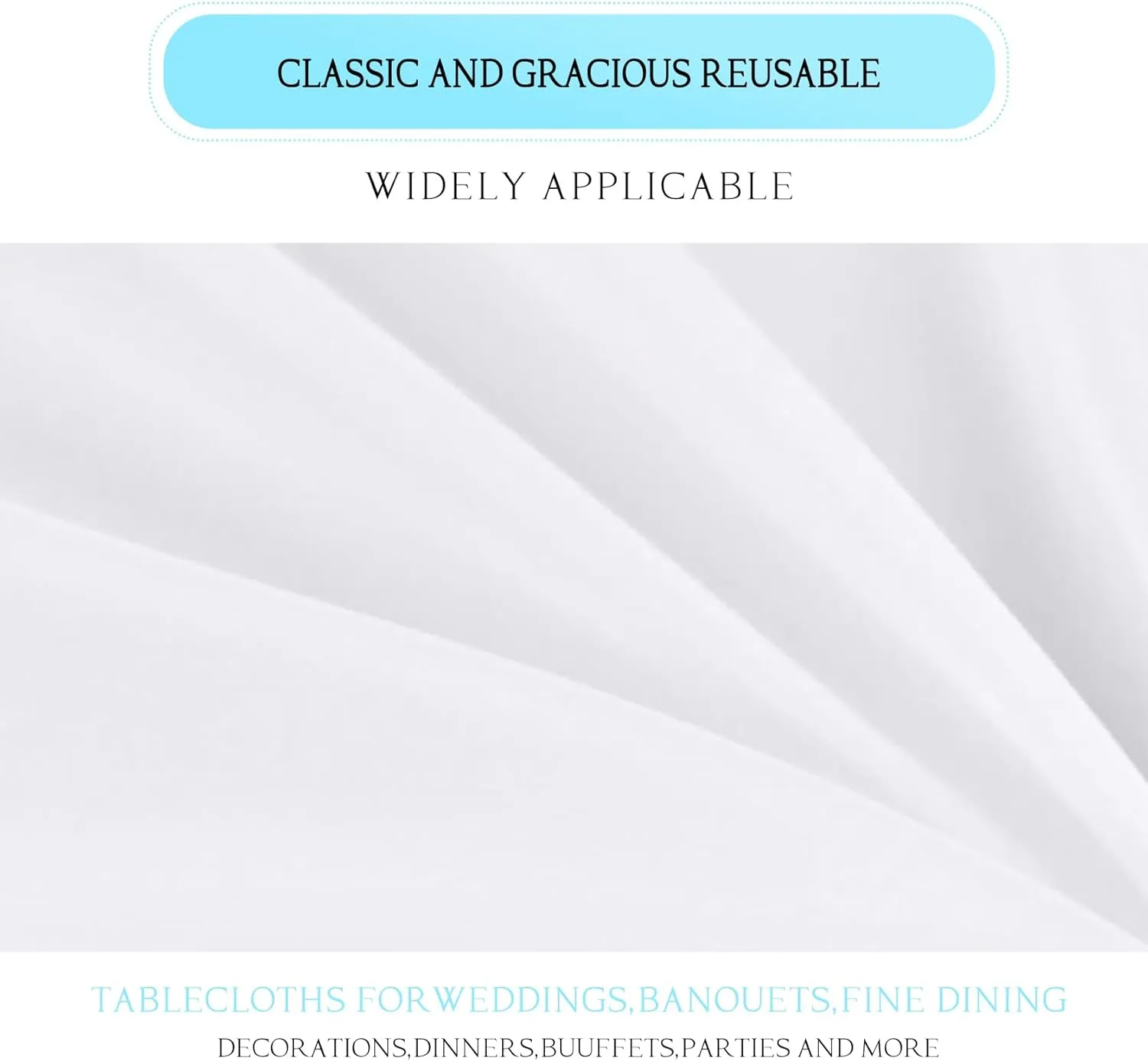 10 Pack White Tablecloth 90x156 Inch Rectangle Tablecloth Rectangular Polyester Table Cloth Stain and Wrinkle Resistant Washable Fabric Table Covers for Wedding Parties