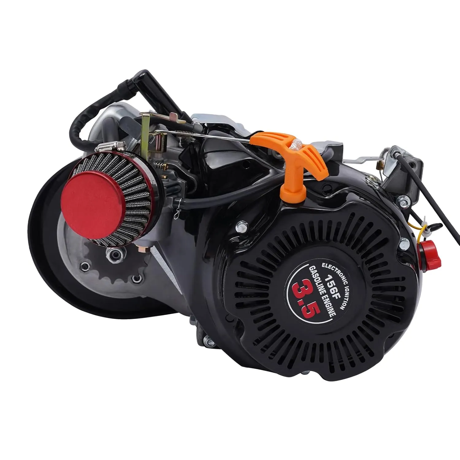 100CC 4-Stroke Engine Bicycle Kit Single Cylinder Air-Cooled Gasoline Engine Suitable for Bicycles, Scooters, Beach Bikes (Black, Silver)