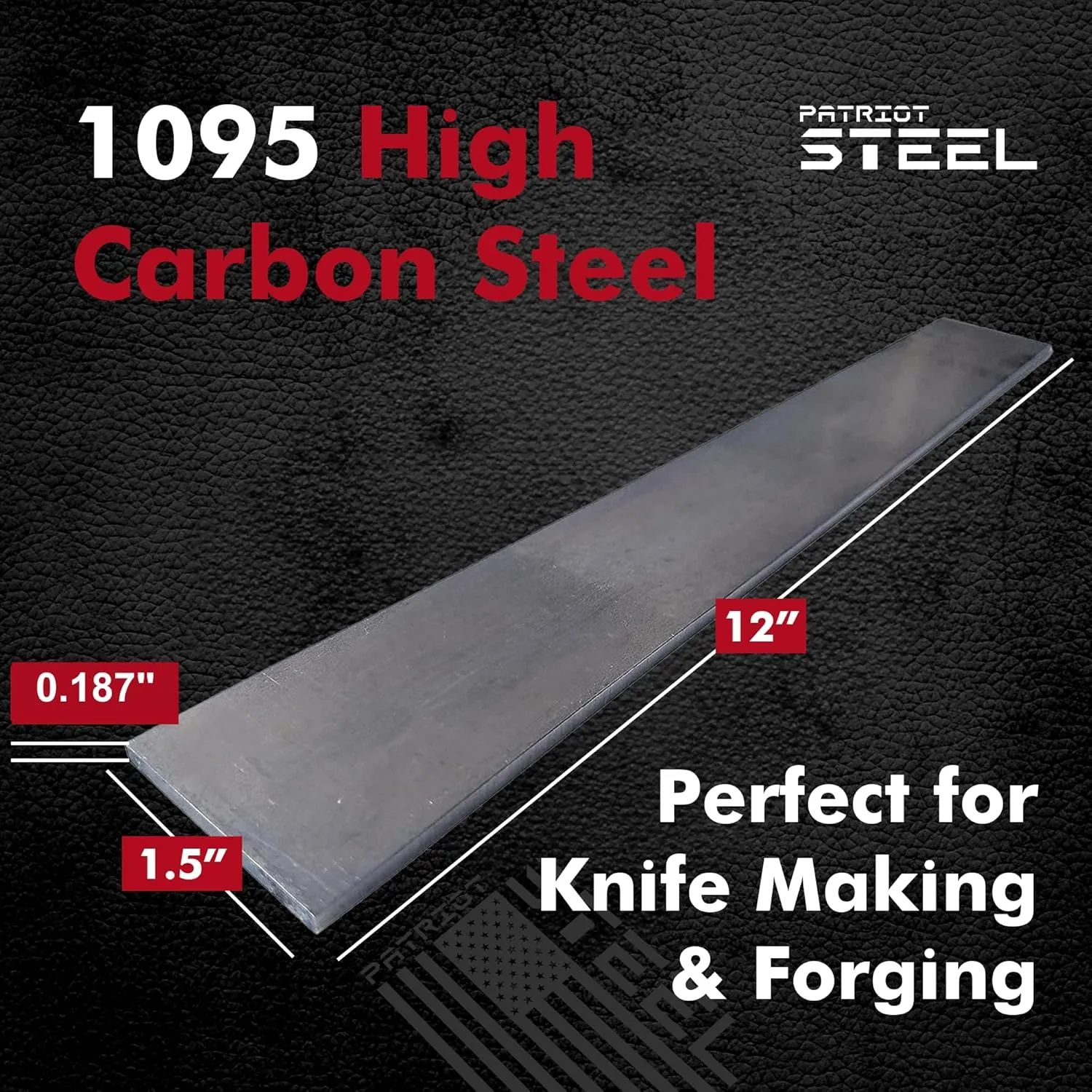 1095 High Carbon Knife Making & Forging Steel - Cold Rolled Annealed Steel for Knife Making Supplies - USA-Milled Excellence for Pros & Hobbyists - 12"x1.5"x.187-4 Pack