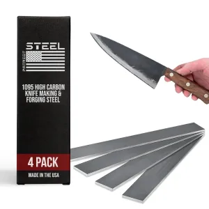 1095 High Carbon Knife Making & Forging Steel - Cold Rolled Annealed Steel for Knife Making Supplies - USA-Milled Excellence for Pros & Hobbyists - 12"x1.5"x.187-4 Pack