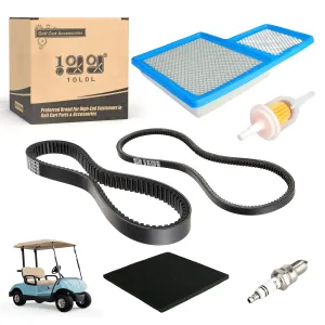 10L0L Golf Cart Tune Up Kit with Starter Generator Belt & Drive Belt for Yamaha 1996-up G16 G19 G22 & 2012-up G29 Gas Model W/ 4 Cycle 301cc 357cc Engine Air Filter Pre Fuel Filter Spark Plug