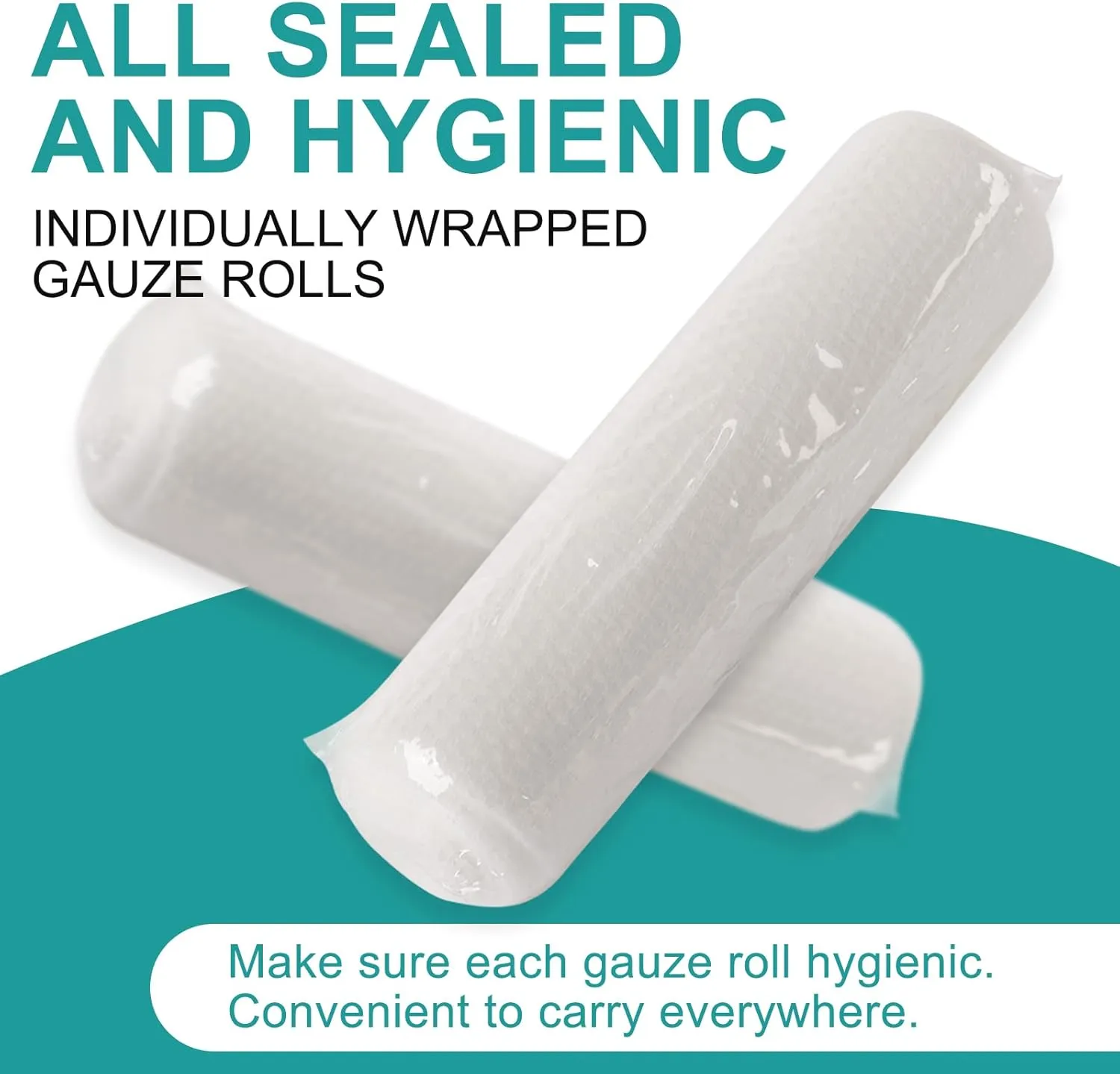 120 Pack Gauze Rolls Bandages, 3 in x 4.1 Yards, Individually Wrapped Breathable Rolled Gauze, Mummy Wraps, Premium First Aid Supplies & Medical Supplies for Wounds