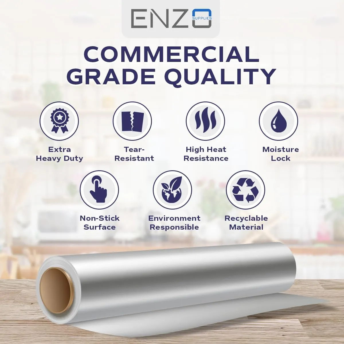 12" Wide x 500' Long Heavy Duty Premium Aluminum Foil Roll 20 Microns Thick (Pack of 1) Commercial/Food Service Industry Grade