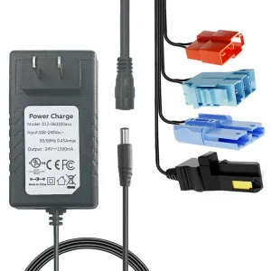 12Volt & 24Volt Universal Charger for Batty Powered Kid's Ride on Toys Car, Best Choice 12V&24V Adapter Charger for Power Wheels Electric Vehicle.LED Lights,Peg-Perego,Fisher-Price (24Volt)