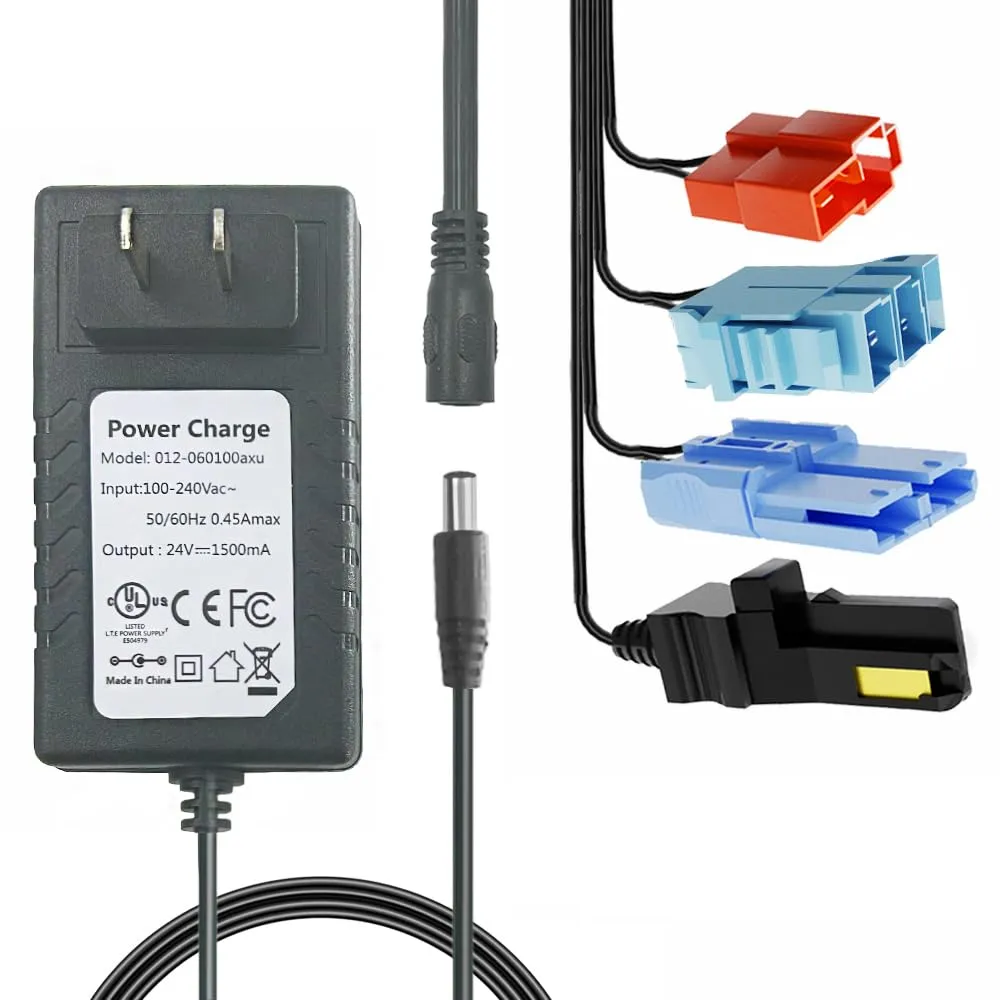 12Volt & 24Volt Universal Charger for Batty Powered Kid's Ride on Toys Car, Best Choice 12V&24V Adapter Charger for Power Wheels Electric Vehicle.LED Lights,Peg-Perego,Fisher-Price (24Volt)