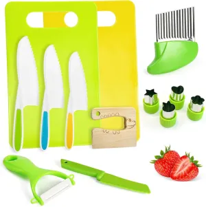 13 Pieces Kids Safe Knife Set for Real Cooking Child-Friendly Plastic Chef Tools Montessori Kitchen Toys for Toddlers with Bright Colors Gifts for Boys and Girls