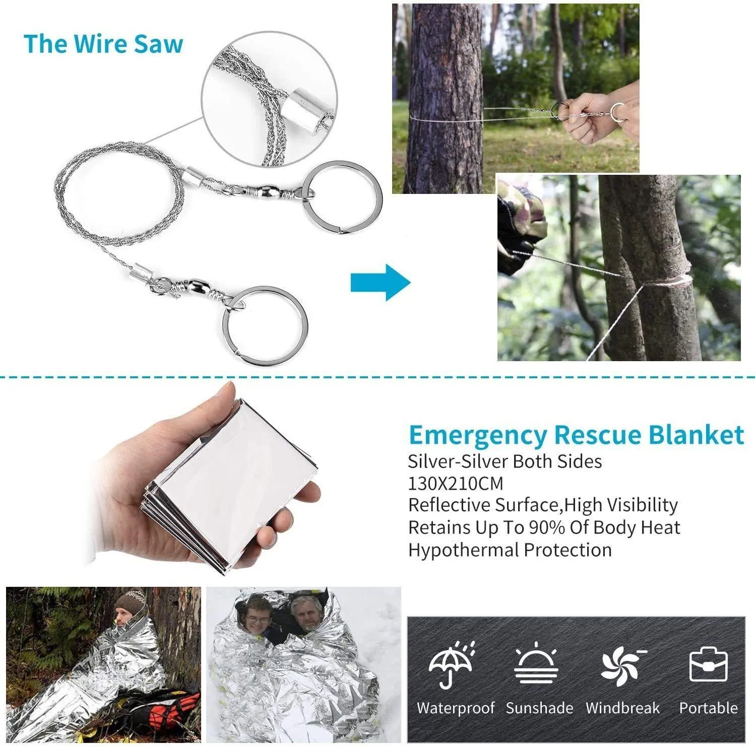 14in1 Outdoor Emergency Survival Gear Kit Camping Hiking