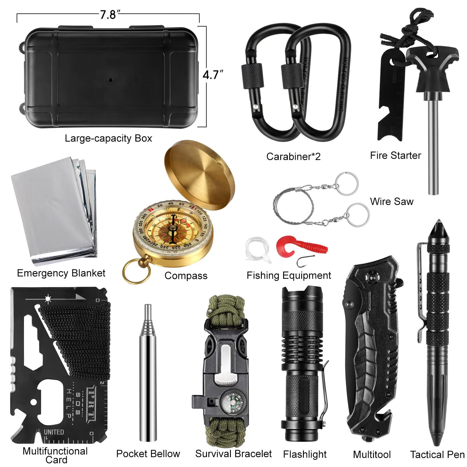 14in1 Outdoor Emergency Survival Gear Kit Camping Hiking