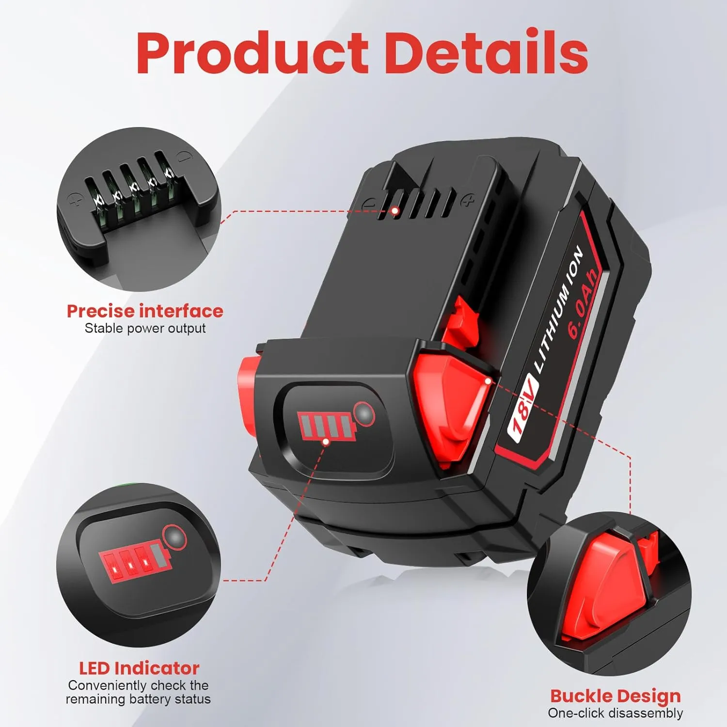18V 6Ah Battery and N12-18C Dual Port Charger Set for Milwaukee Tools M12 Mk-18 48-11-1850 48-11-1860 48-11-1820 48-11-1840 48-11-1815 48-11-1830 48-11-1870 Fast Charging