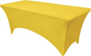 1PCS Fitted Tablecloth Black Table Clothes for 8 Foot Rectangle Table Bed Table Cover, Stretch Wrinkle Free Table Covers for Party,Events, Wedding, Birthday, Banquet, Vendor (Gold)