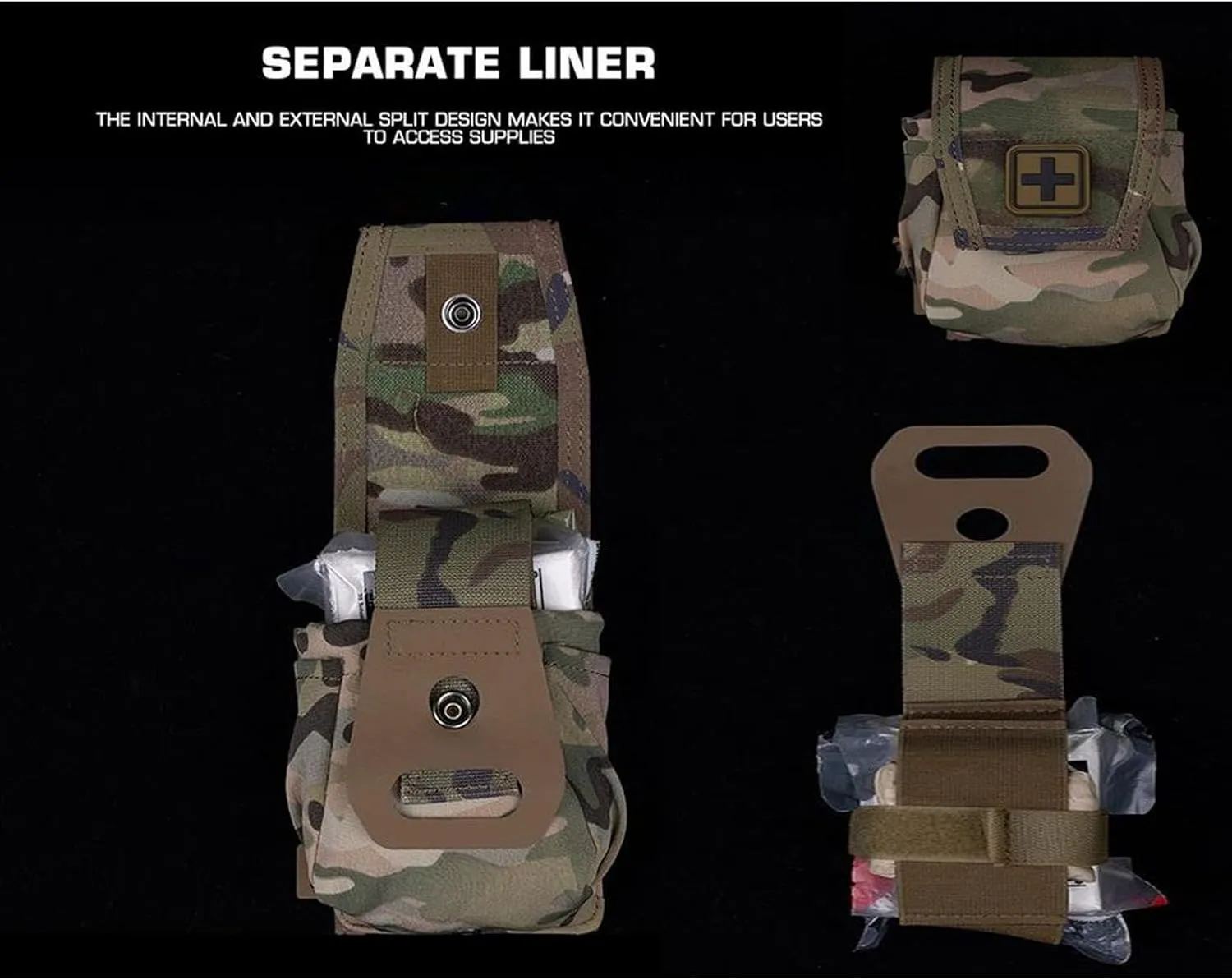 2-in-1 Micro Med Kit Medical Pouch MOLLE Rapid Deployment First Aid Pouch Medical Pouch EDC Bag with Separate Liner