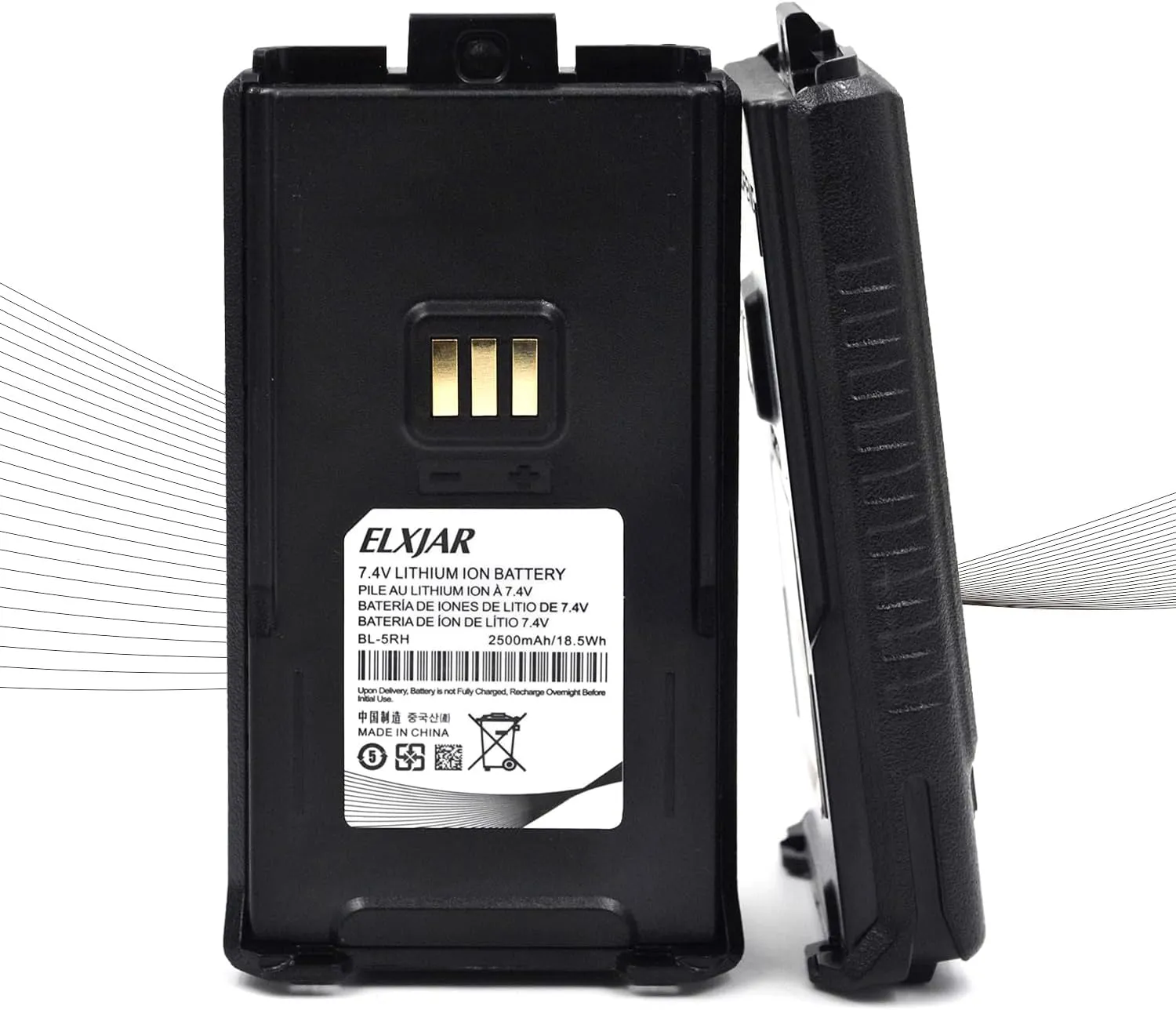 (2-Pack) 7.4V 2500mAh USB-C Li-ion Battery Compatible with UV-5G Plus, UV-5RM Plus, GM-5RH Two-Way Radios