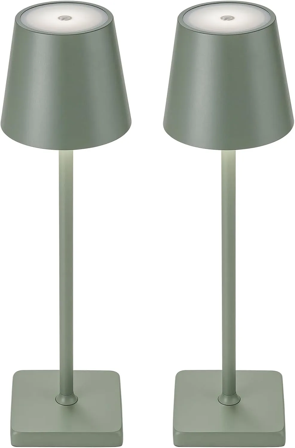 2 Pack Rechargeable Cordless Table Lamps, 5200mAh Battery Touch Table Light, Aluminum Shell Stepless Dimmable Portable LED Desk Lamp for Dinner/Restaurant/Outdoor Green