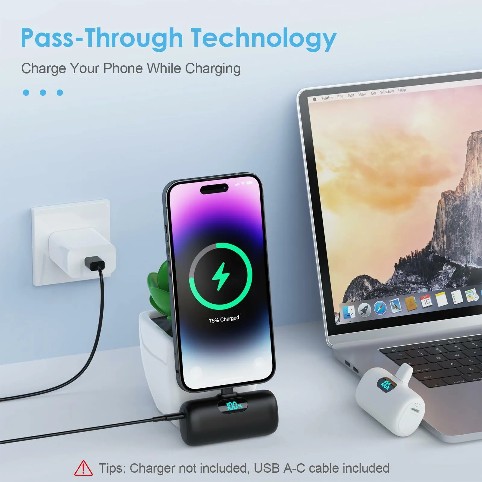 2-Pack Small Portable Chargers for iPhone, 5000mAh PD Fast Charging Power Bank