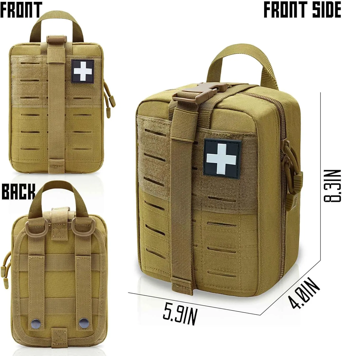 2 PCS Upgrade 1000D Laser Cut Molle IFAK Pouch Rip Away, Tactical First Aid Kit Medical Pouch for Duty Belt
