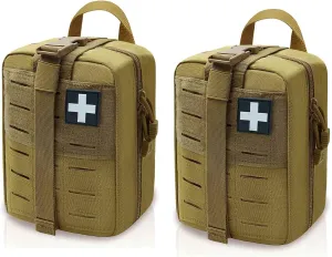 2 PCS Upgrade 1000D Laser Cut Molle IFAK Pouch Rip Away, Tactical First Aid Kit Medical Pouch for Duty Belt