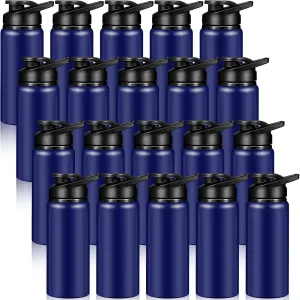 20 Pack Aluminum Water Bottles 20 Oz Metal Sports Bottles with Snap Lids Portable Bike Water Reusable Travel Container with Handle Bulk Pack School Supplies