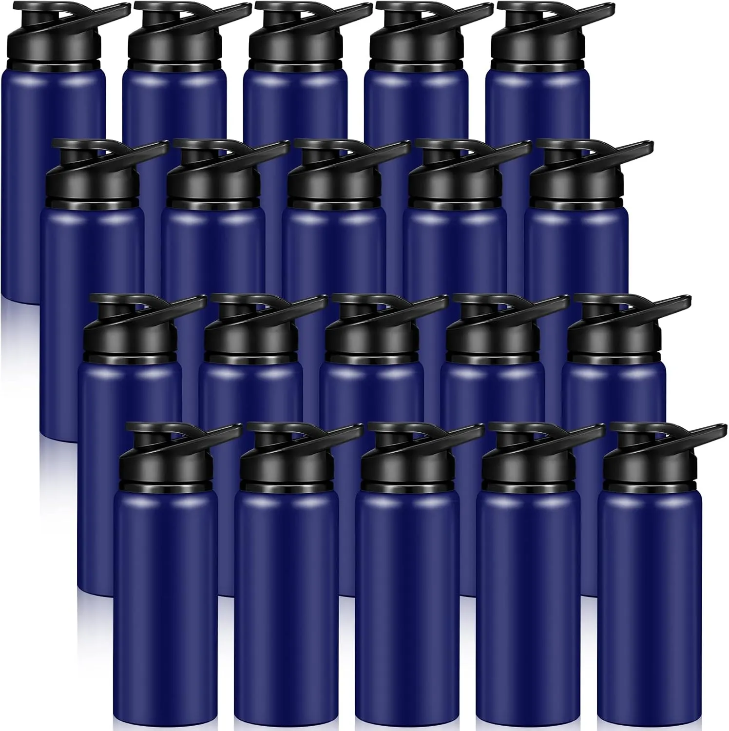 20 Pack Aluminum Water Bottles 20 Oz Metal Sports Bottles with Snap Lids Portable Bike Water Reusable Travel Container with Handle Bulk Pack School Supplies