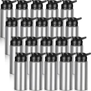 20 Pack Aluminum Water Bottles 20 Oz Metal Sports Bottles with Snap Lids Portable Bike Water Reusable Travel Container with Handle Bulk Pack School Supplies