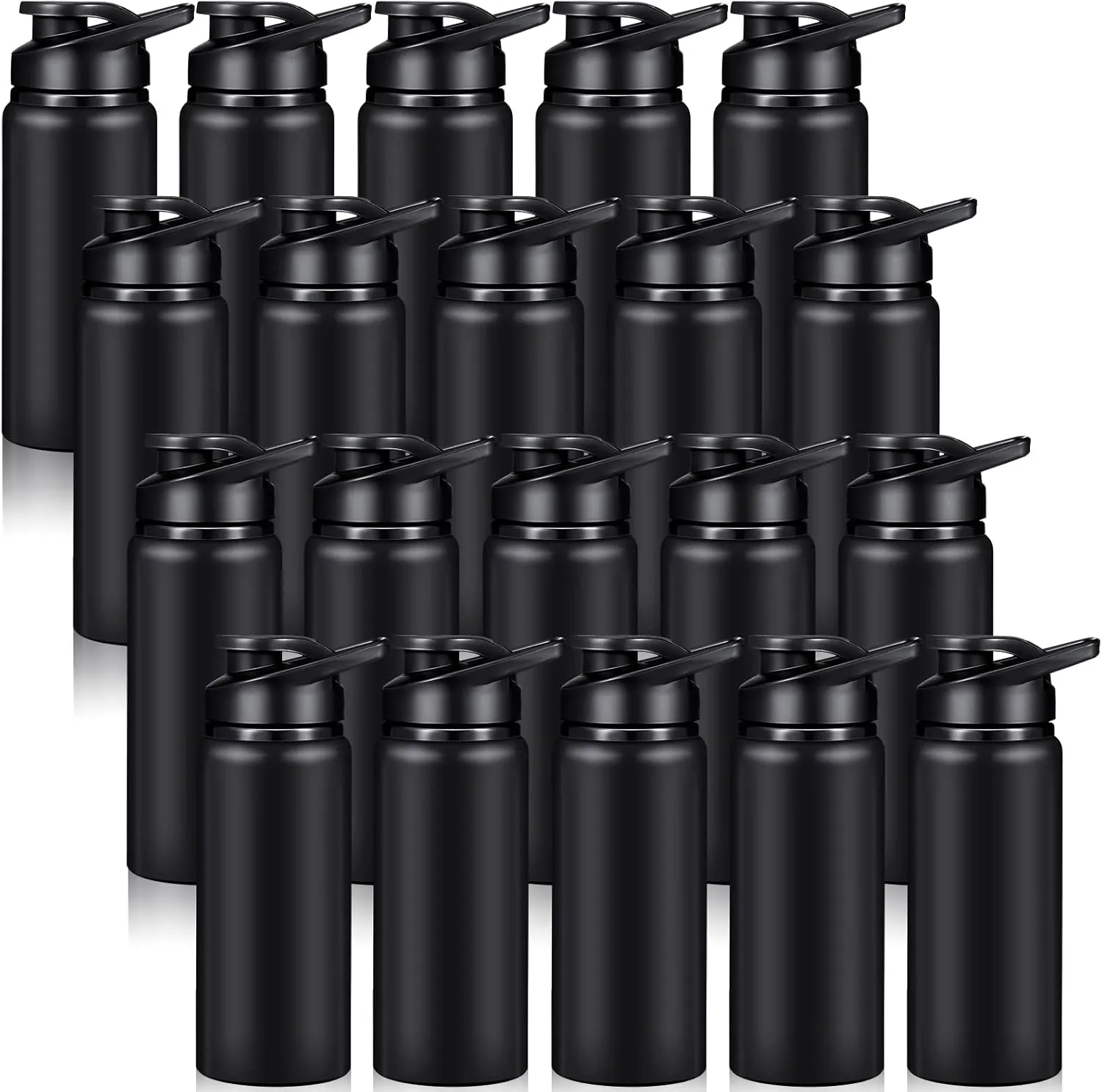 20 Pack Aluminum Water Bottles 20 Oz Metal Sports Bottles with Snap Lids Portable Bike Water Reusable Travel Container with Handle Bulk Pack School Supplies