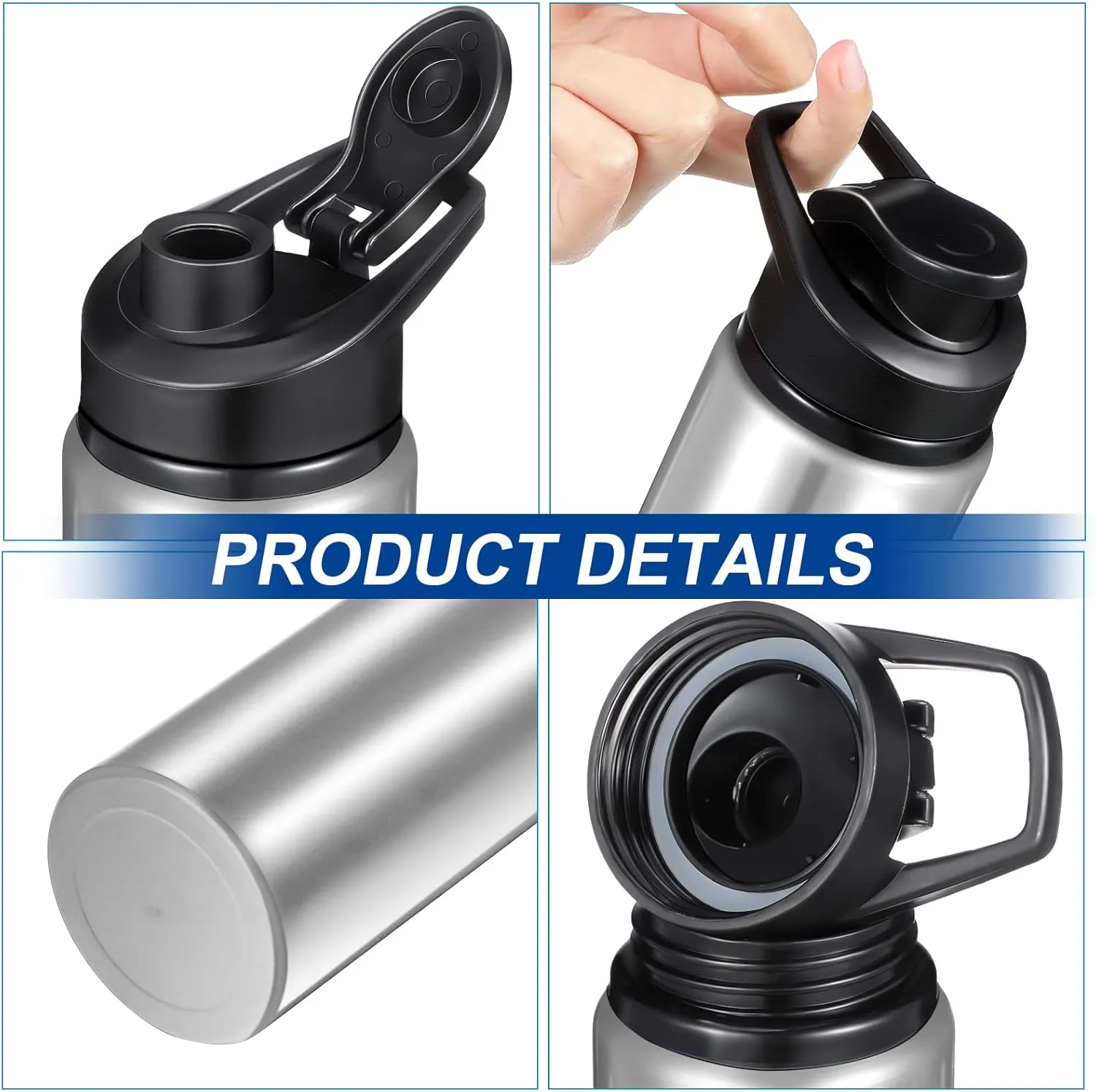 20 Pack Aluminum Water Bottles 20 Oz Metal Sports Bottles with Snap Lids Portable Bike Water Reusable Travel Container with Handle Bulk Pack School Supplies