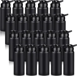 20 Pack Aluminum Water Bottles 20 Oz Metal Sports Bottles with Snap Lids Portable Bike Water Reusable Travel Container with Handle Bulk Pack School Supplies