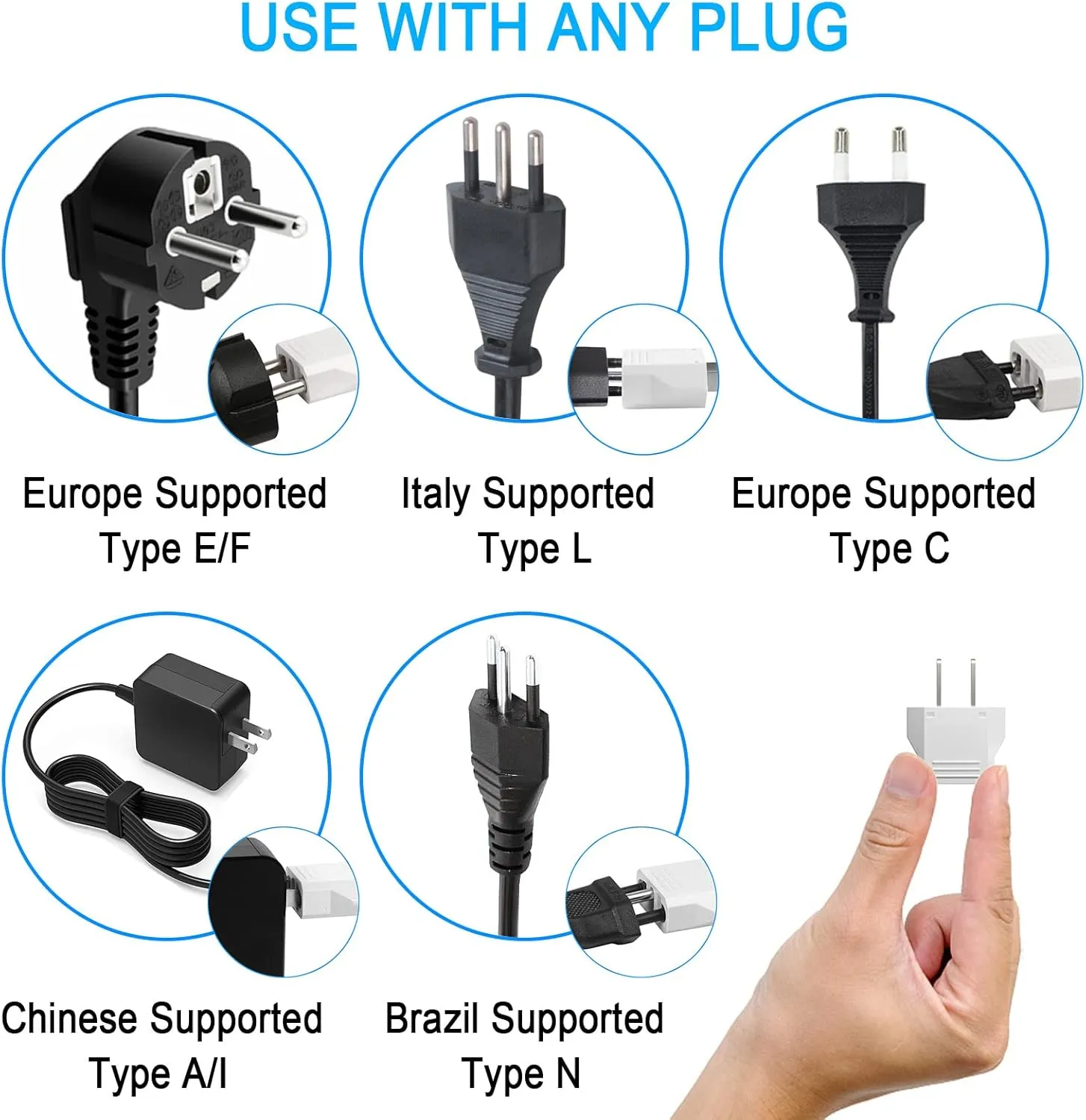 20 Pack European to US Plug Adapter, Type A Plug Adapter European to American, 220v to 110v Adapter Plug for Travel, Europe to USA Power Plug Converter, White