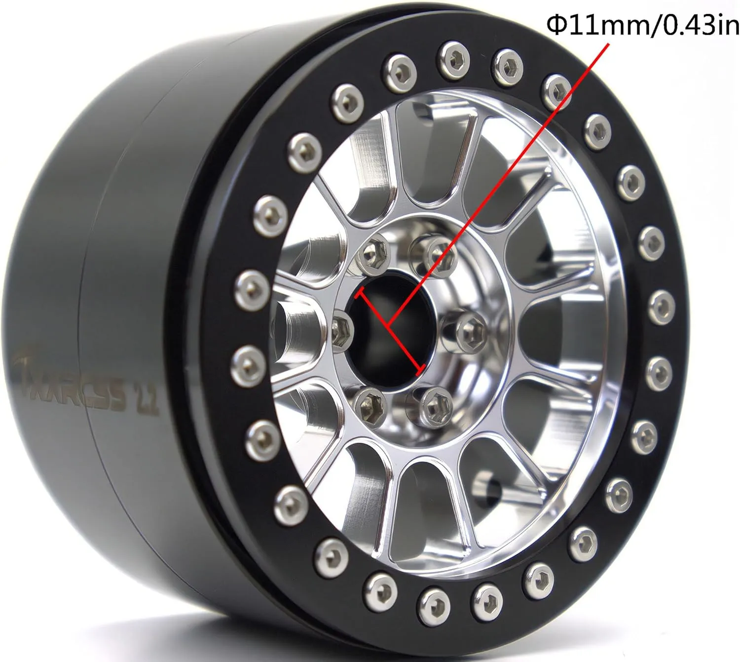 200g Super Heavy Duty RC 2.2 Beadlock Wheels 1/10 Crawler Upgrade RC Wheel 4pcs Rims Hub for Axial SCX10 Trx4m (Silver Black)