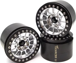 200g Super Heavy Duty RC 2.2 Beadlock Wheels 1/10 Crawler Upgrade RC Wheel 4pcs Rims Hub for Axial SCX10 Trx4m (Silver Black)