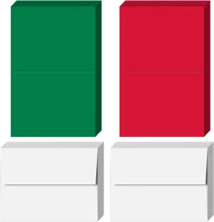 2025 Blank Christmas Cards – 25 Red and 25 Green 4.25" x 5.5" Cards, 50 White Envelopes - Great for Holiday and New Year Greetings, Invitations, Thank You, Announcements, Thinking of You - 50 Sets
