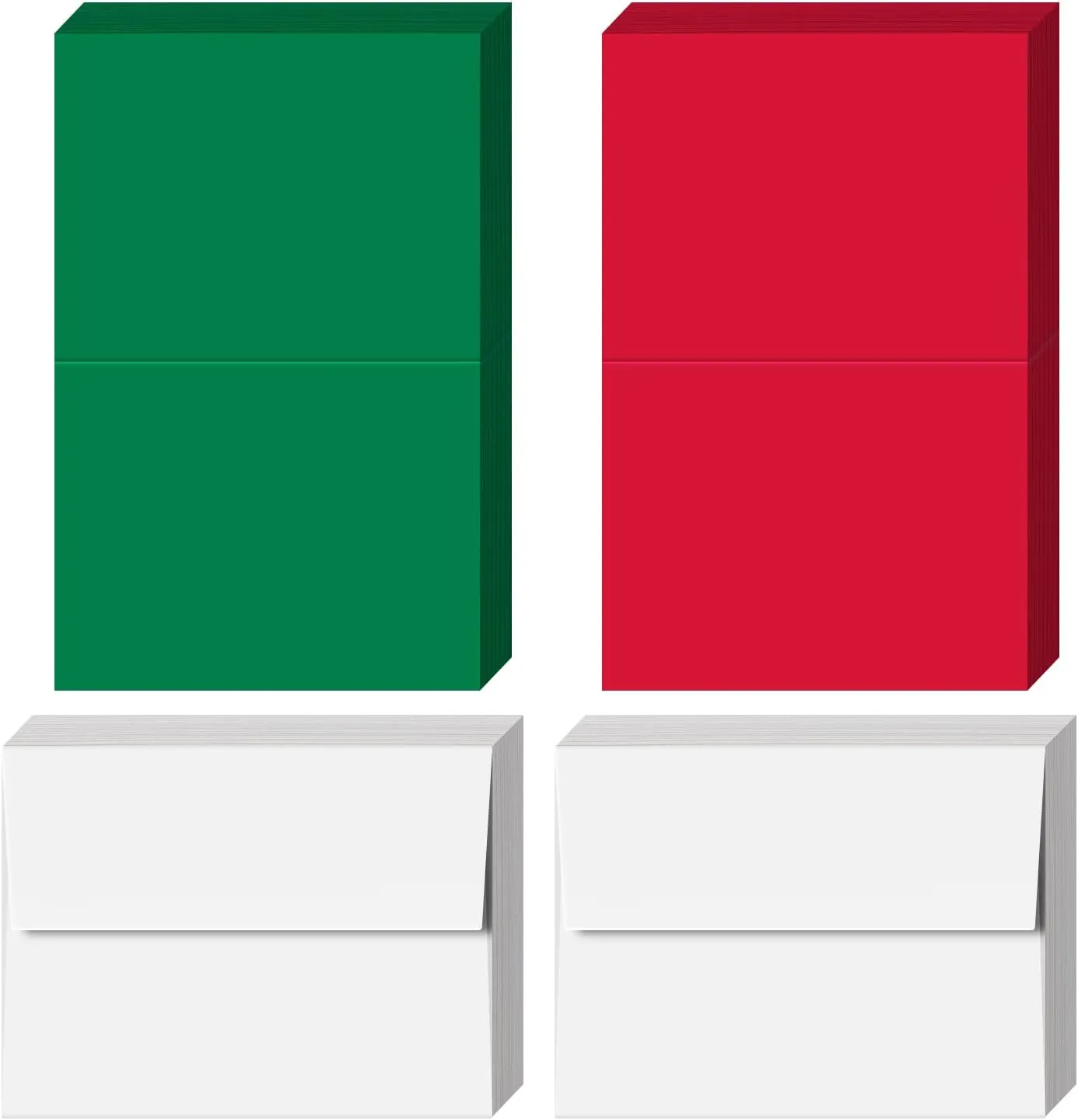 2025 Blank Christmas Cards – 25 Red and 25 Green 4.25" x 5.5" Cards, 50 White Envelopes - Great for Holiday and New Year Greetings, Invitations, Thank You, Announcements, Thinking of You - 50 Sets