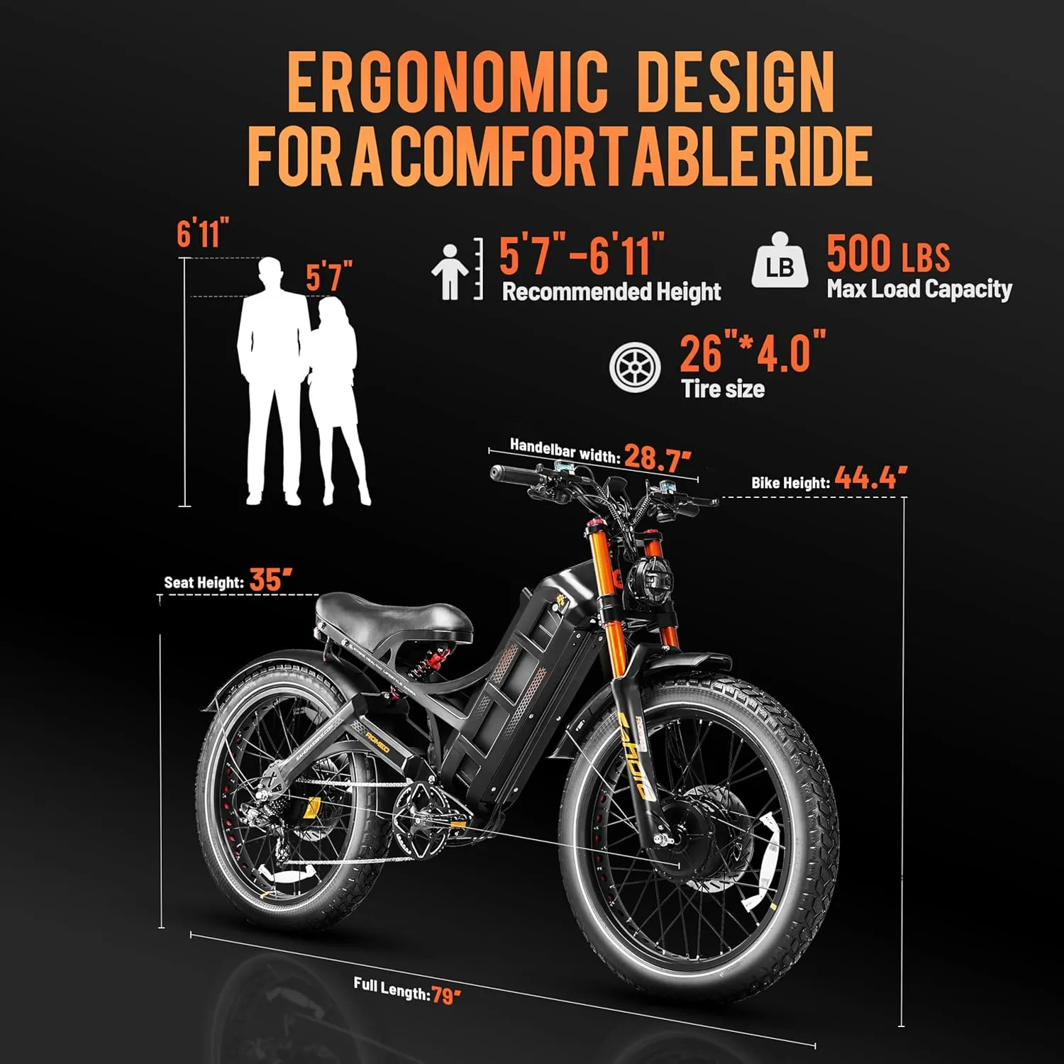 2025 Romeo Pro 2, 46mph Electric Bike for Adults, 4000W Dual Motor Ebike, 52V 70AH 200 Miles Long Range Ebike, 26 * 4.0" Fat Tire Electric Mountain Bike, Full Suspension, App Control