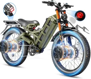 2025 Romeo Pro 2, 46mph Electric Bike for Adults, 4000W Dual Motor Ebike, 52V 70AH 200 Miles Long Range Ebike, 26 * 4.0" Fat Tire Electric Mountain Bike, Full Suspension, App Control