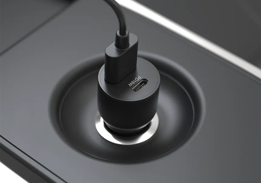 20W Dual Port Car Charger with 20W USB-C PD   20W QC 3.0