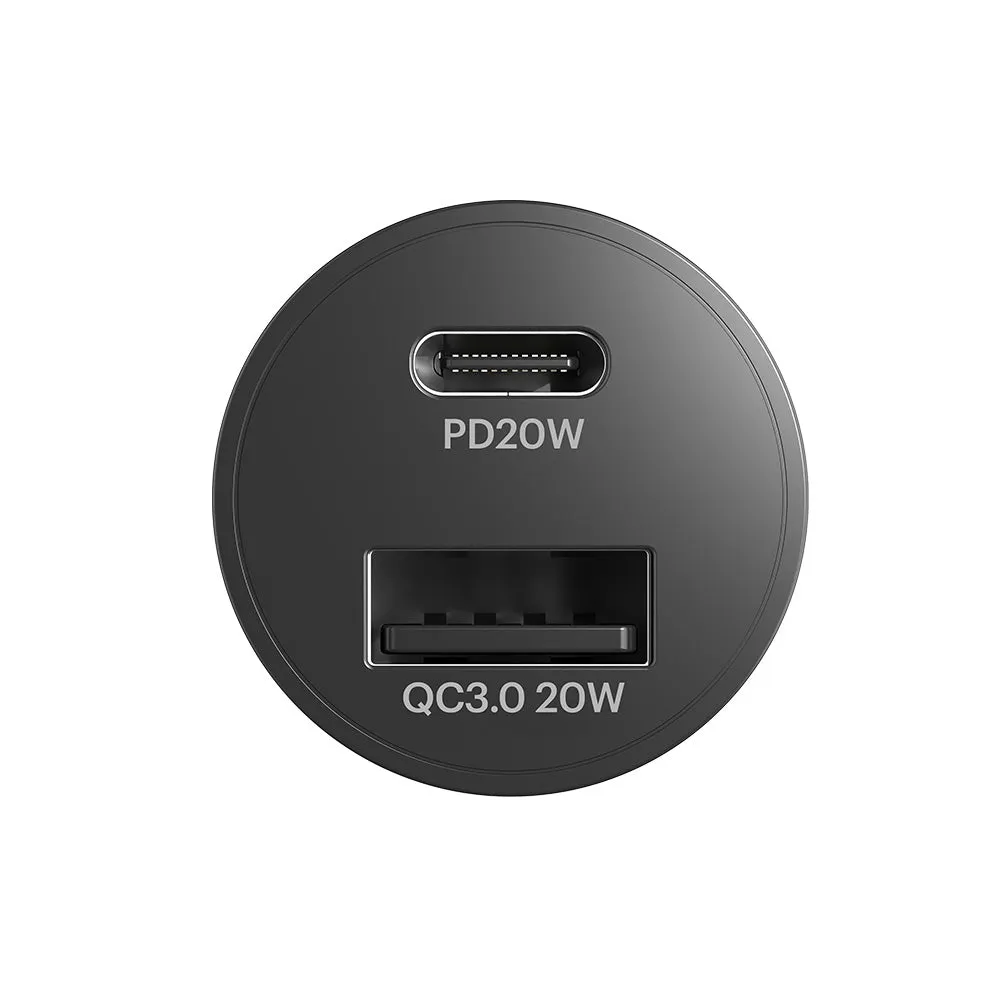 20W Dual Port Car Charger with 20W USB-C PD   20W QC 3.0