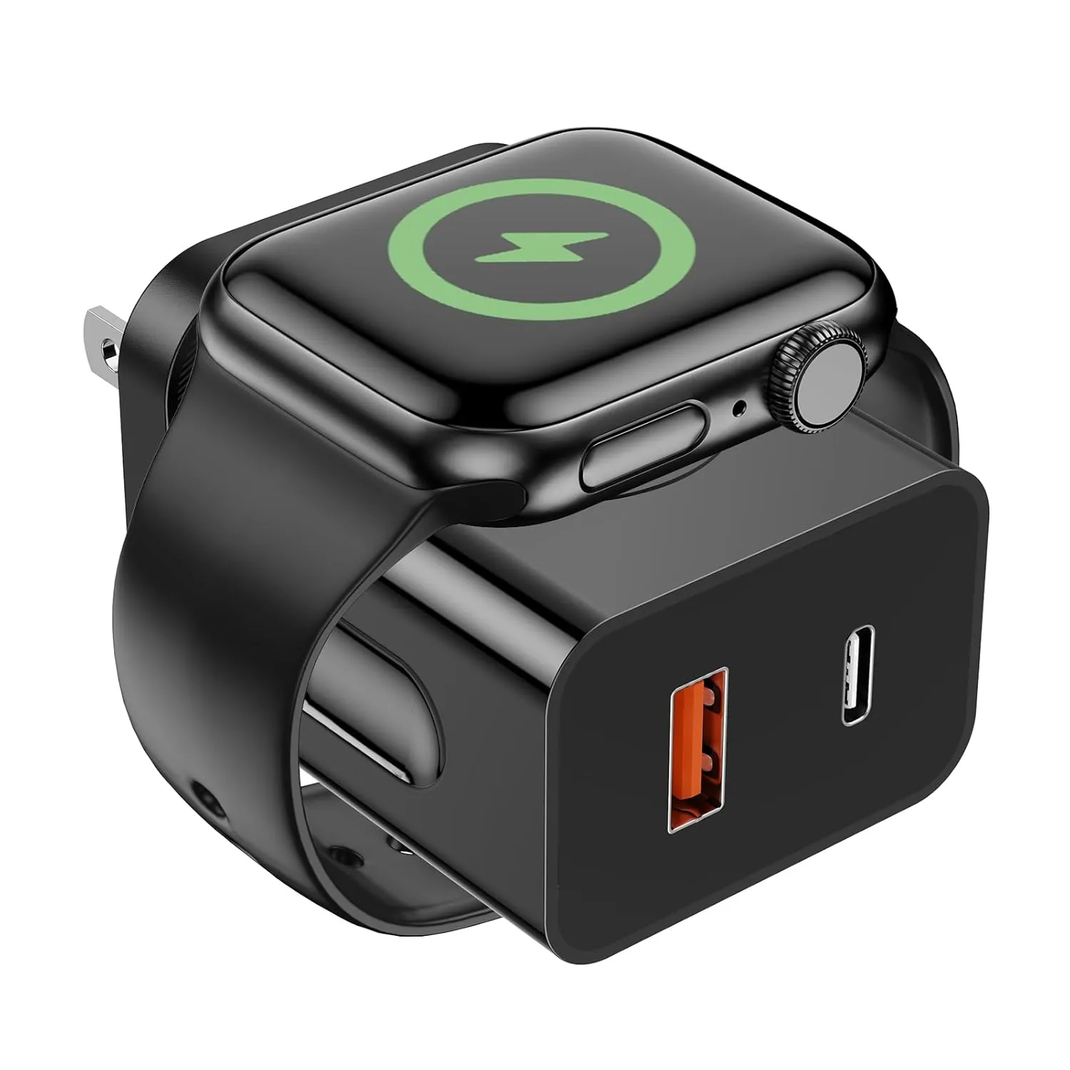 20W for Apple Watch Charger, PD 3-in-1 Portable Fast Charger with Magnetic Wireless Charging, Dual Ports USB C Wall Charger Block Compatible with iPhone, Tablet, Apple Watch Series,Black