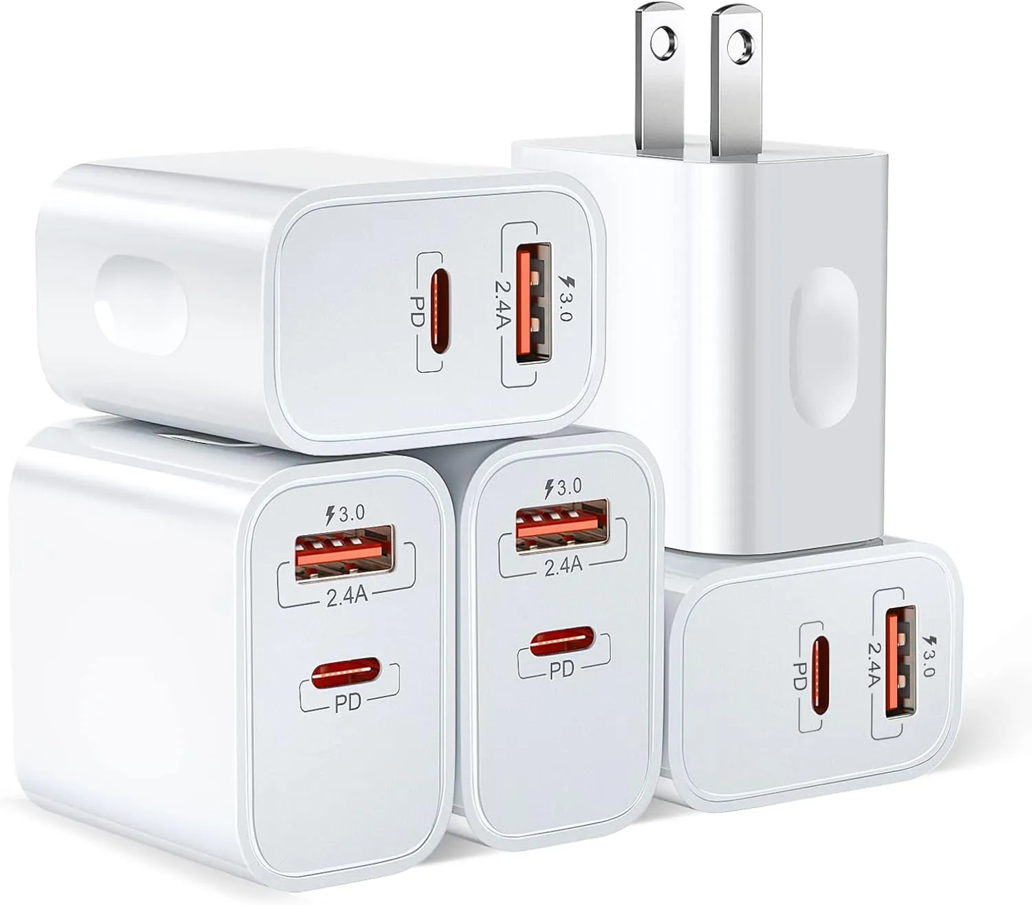 20W USB C Charger Block, Bangfun Dual Port PD 20 Watt Fast Charger Block  Quick Fast Charge 3.0 Type C Charging Block Compatible iPhone 16/15/14/13/12 Pro/11 Pro Max/XR/XS/SE/8/7 Plus,Pad Pro(White)