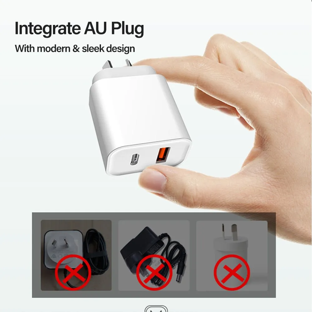 20W USB Type-C Dual Port PD Fast Charger Power Adapter