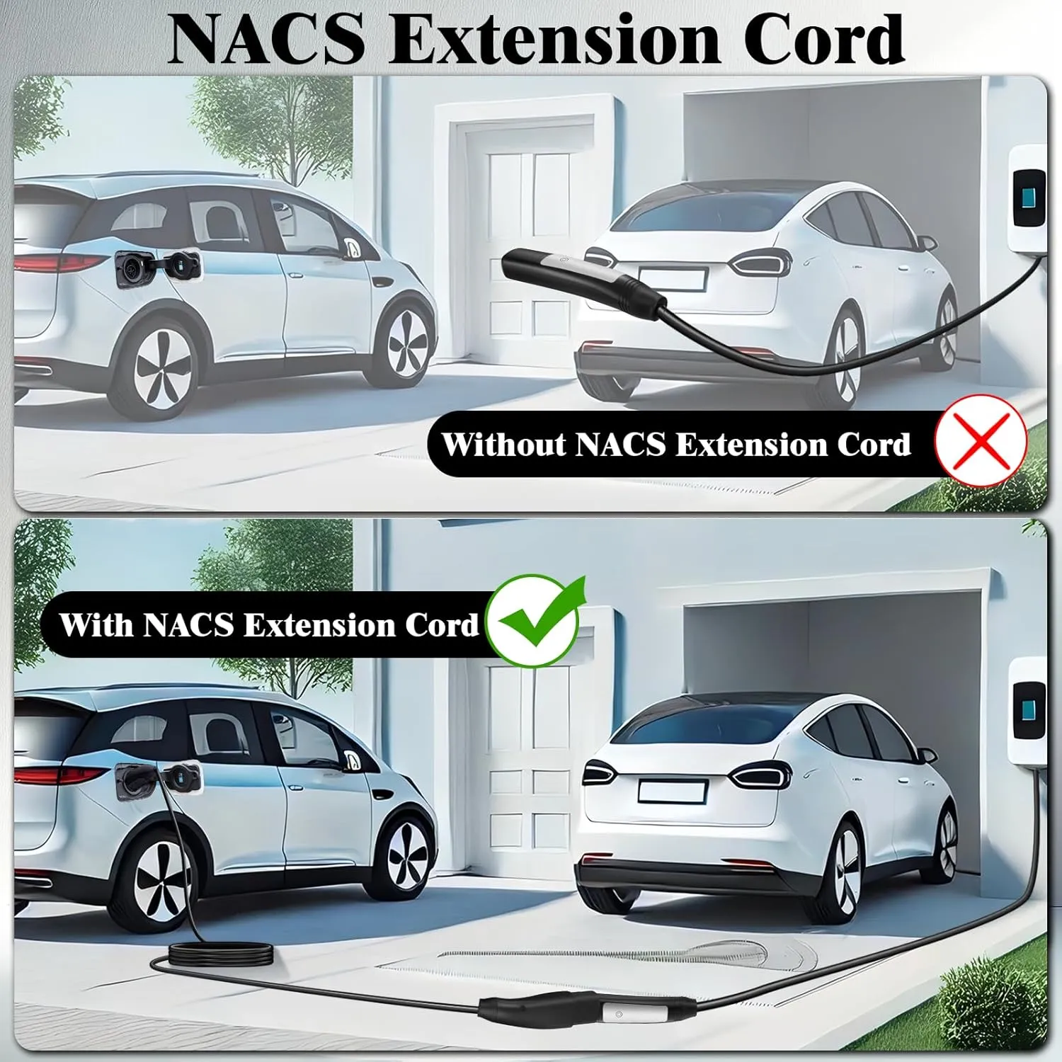21FT NACS Extension Cord Max 40A NACS Charger Extension Cable for Model 3/Y/S/X, Compatible with All TSL Mobile Chargers or Wall Connectors