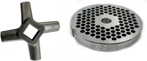 #22 3/16" Reversible Meat Grinder Plate - Cozzini Cutlery Imports (#22-3/16 Plate with Grinder Knife)
