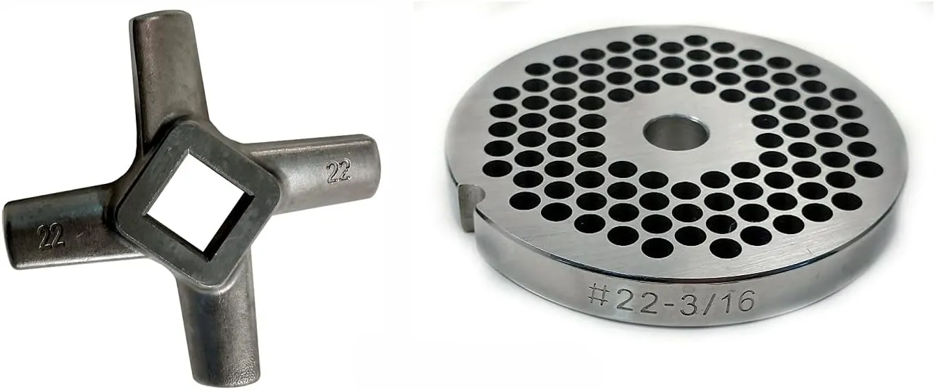#22 3/16" Reversible Meat Grinder Plate - Cozzini Cutlery Imports (#22-3/16 Plate with Grinder Knife)