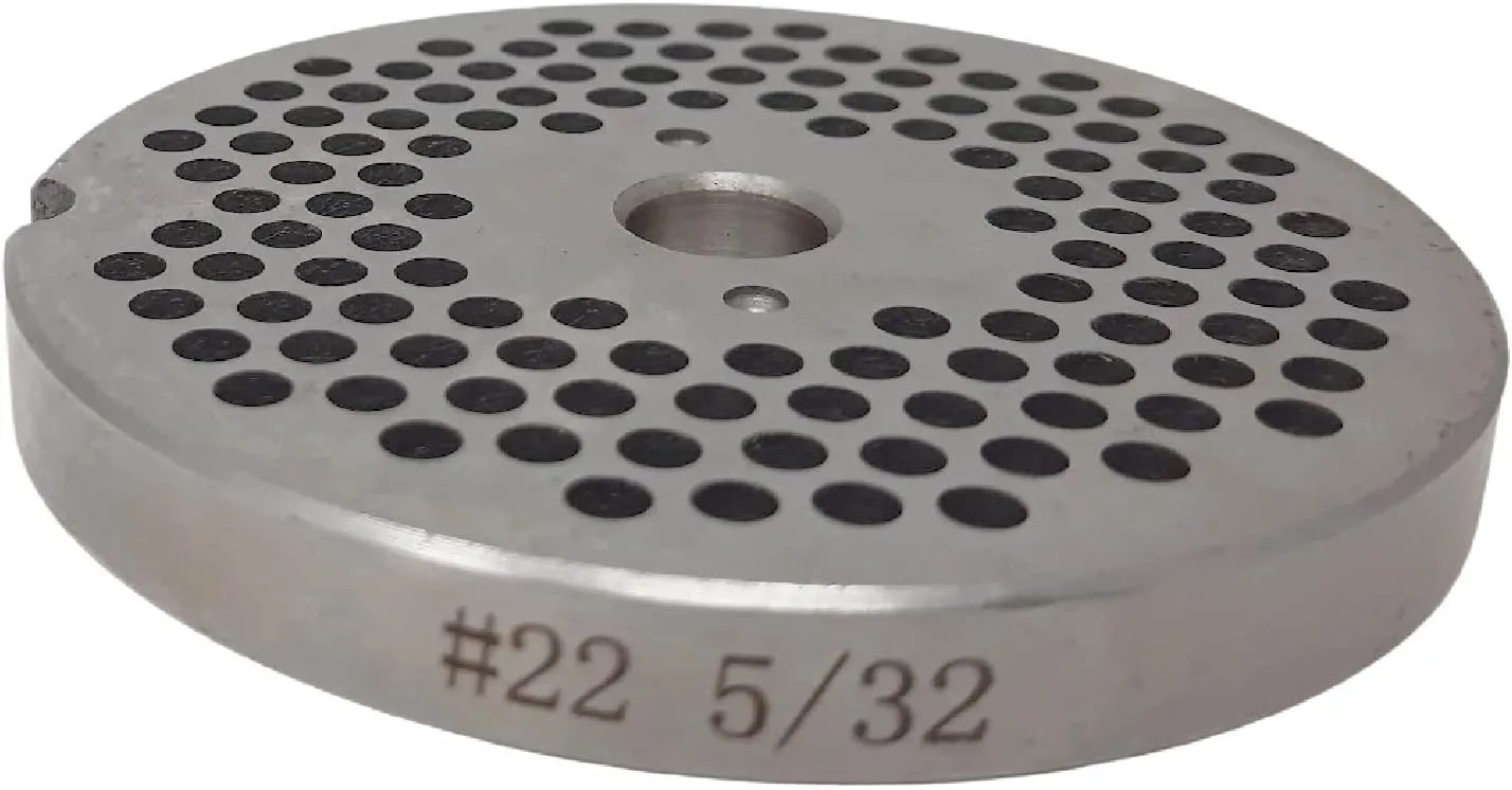 #22 5/32'' Reversible Meat Grinder Plate - Cozzini Cutlery Imports, Silver