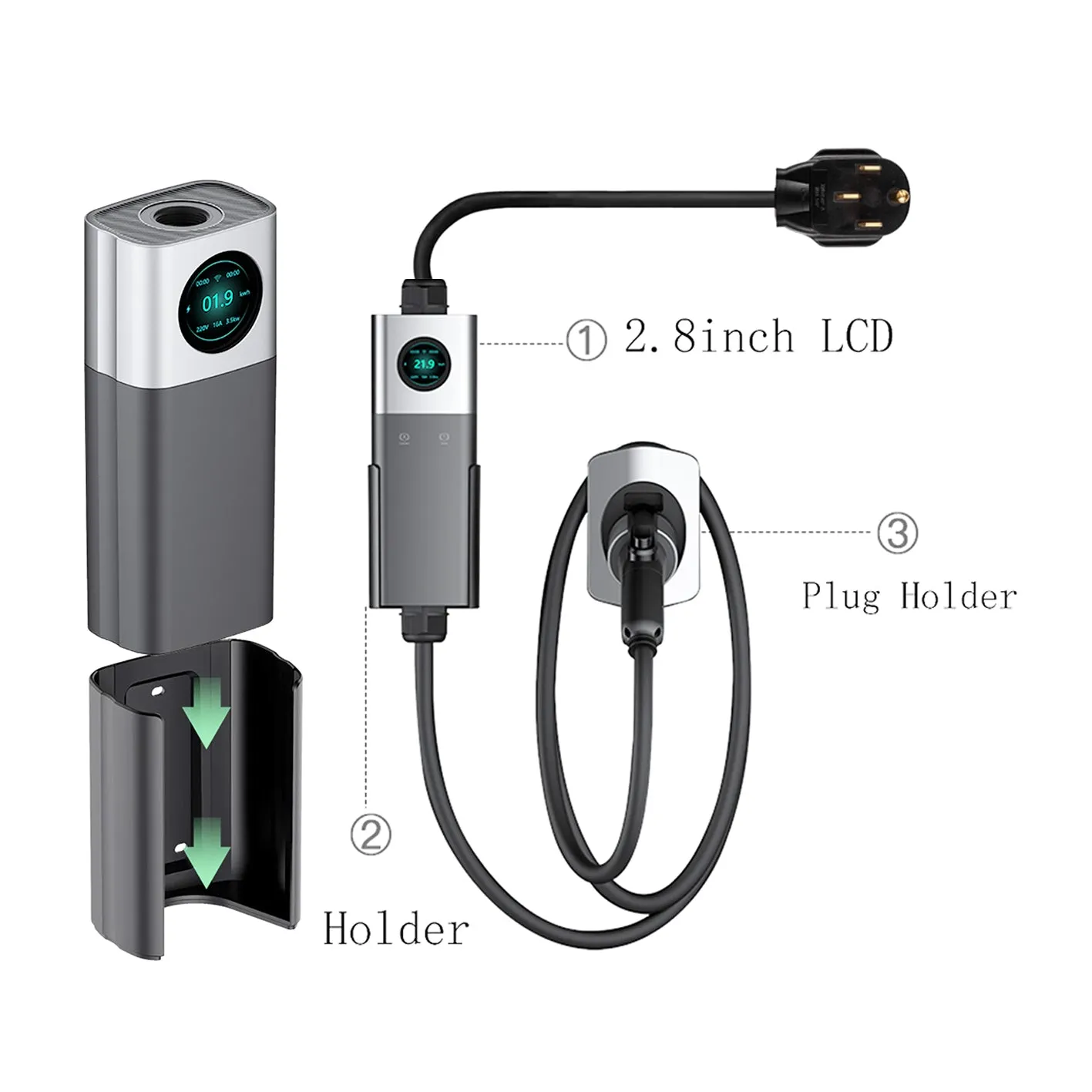 22kw 3 phase portable type 2 ac ev portable ev charging station