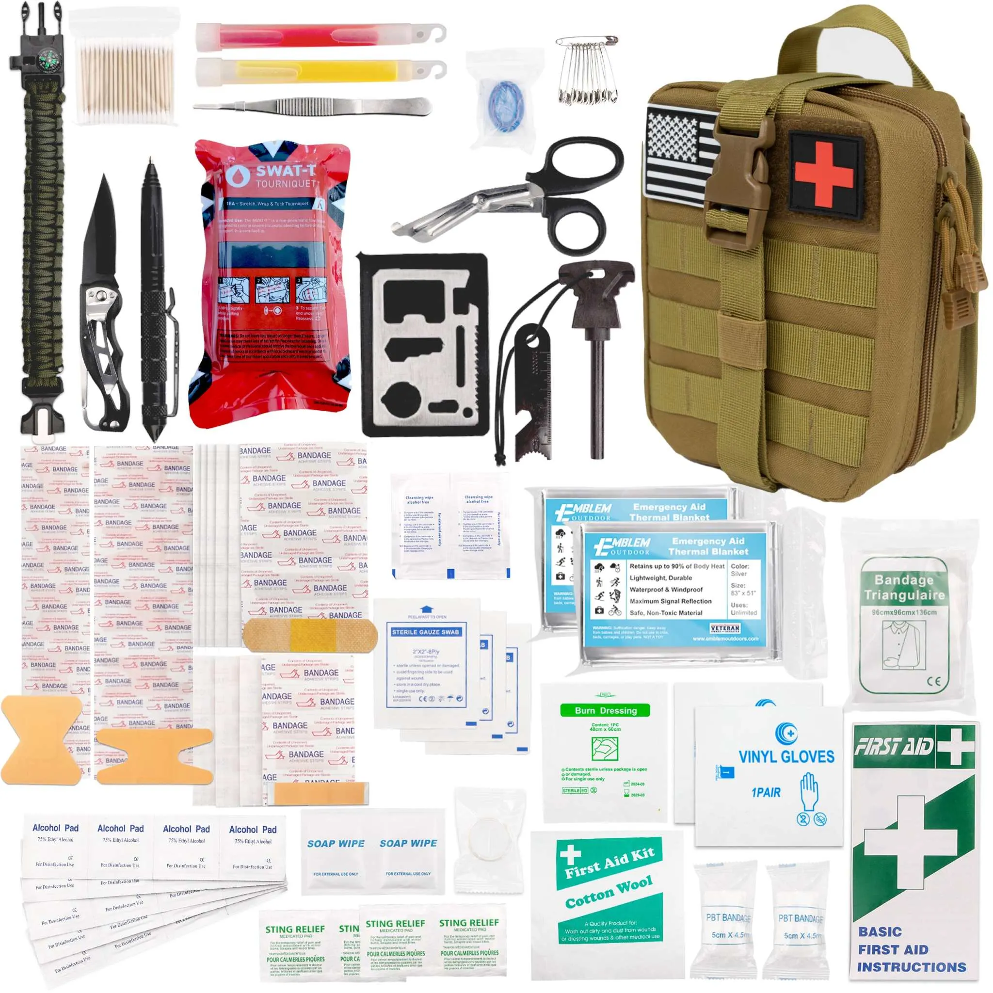 242 Piece First Aid Survival Kit with SWAT-T Tourniquet