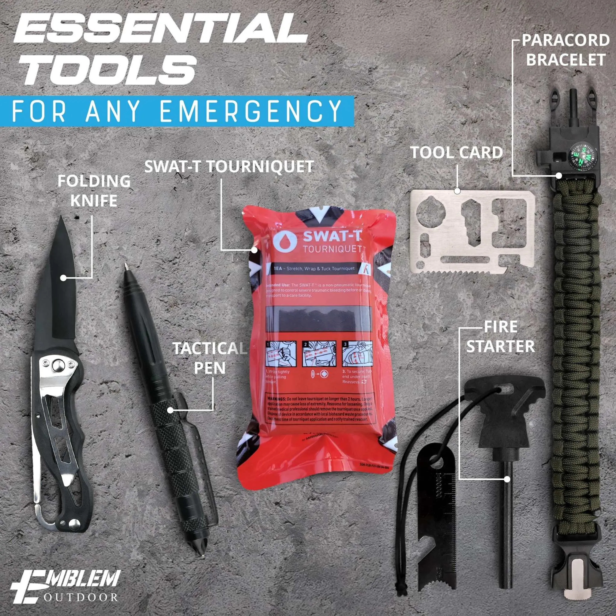 242 Piece First Aid Survival Kit with SWAT-T Tourniquet